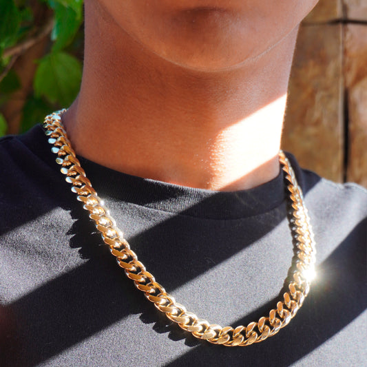 10MM MIAMI CUBAN ICED LOCK CHAIN - GOLD