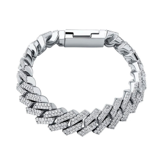 12MM PRONG LINK BRACELET - WHITE GOLD