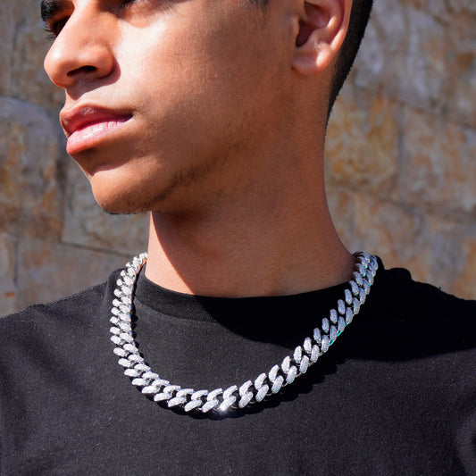 12MM ICED MIAMI CUBAN LINK CHAIN - WHITE GOLD