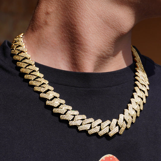 19MM DIAMOND PRONG LINK CHAIN - GOLD