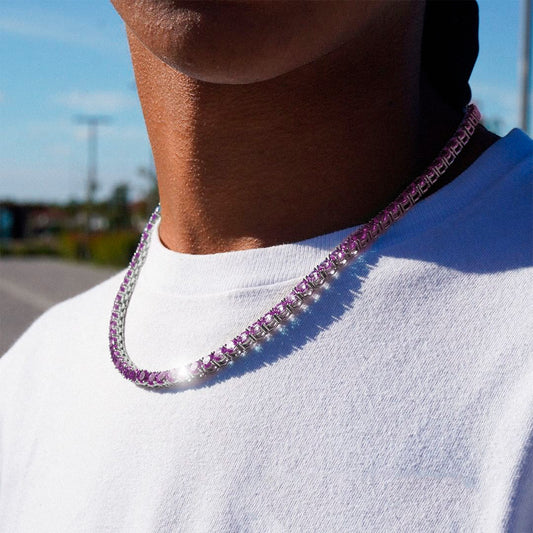 5MM TENNIS CHAIN - PASTEL PINK