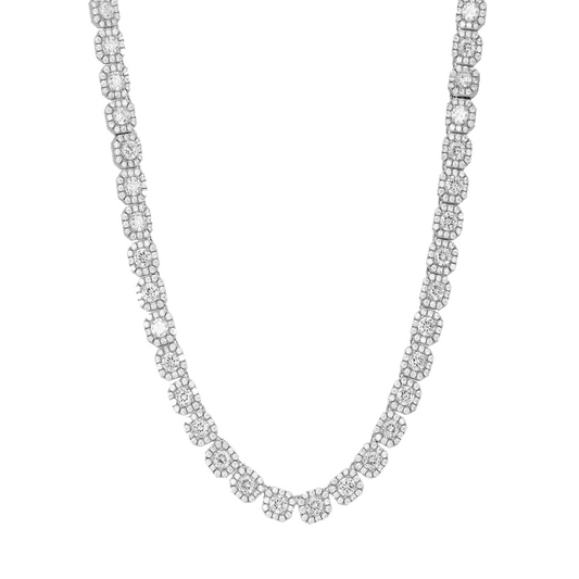 10MM CLUSTERED TENNIS CHAIN - WHITE GOLD