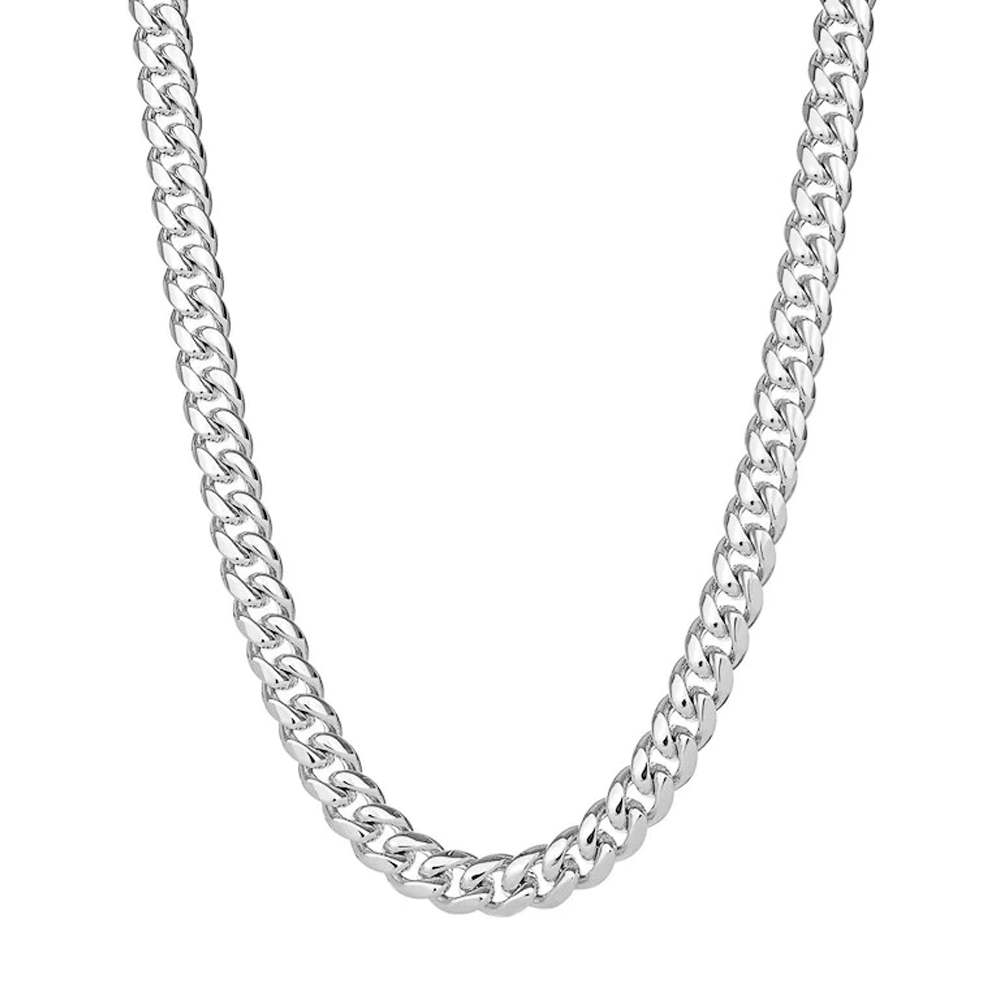 10MM MIAMI CUBAN ICED LOCK CHAIN - WHITE GOLD