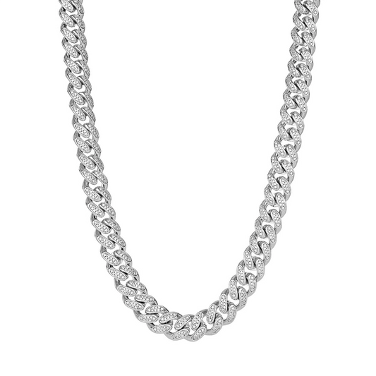 12MM ICED MIAMI CUBAN LINK CHAIN - WHITE GOLD