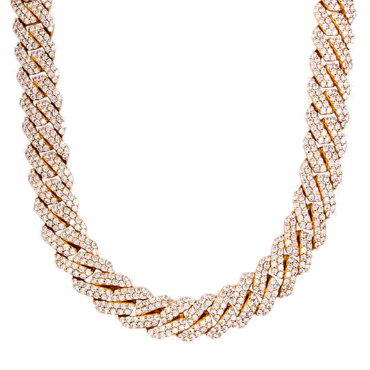 19MM DIAMOND PRONG LINK CHAIN - GOLD