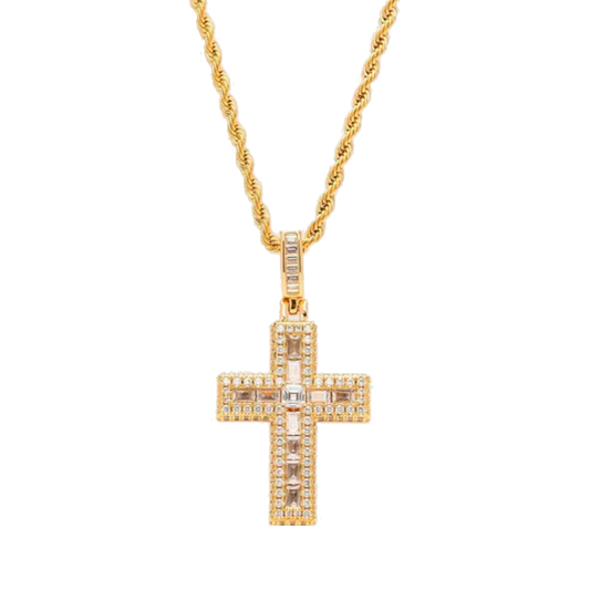 BAGUETTE CROSS PENDANT - GOLD