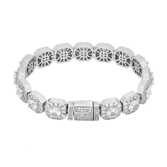 10MM CLUSTERED TENNIS BRACELET - WHITE GOLD