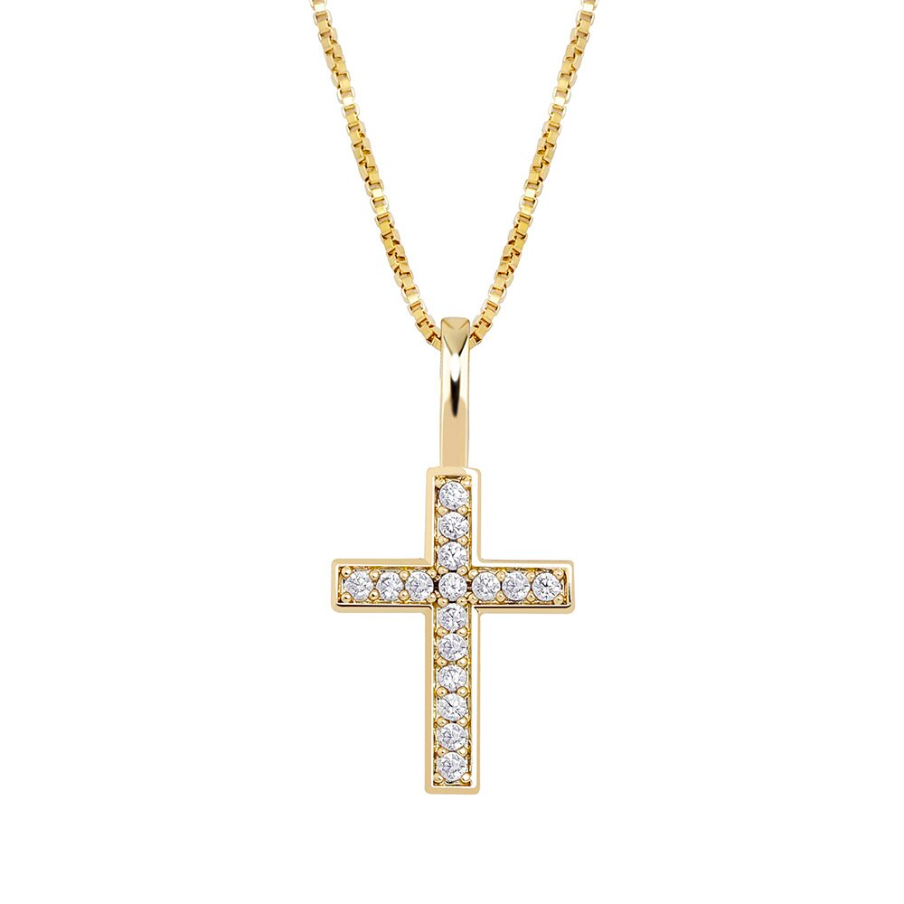 925 DIAMOND CROSS PENDANT - GOLD