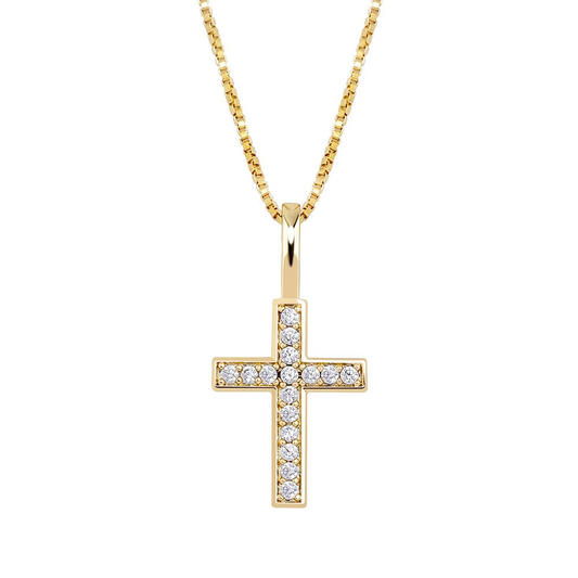 925 DIAMOND CROSS PENDANT - GOLD